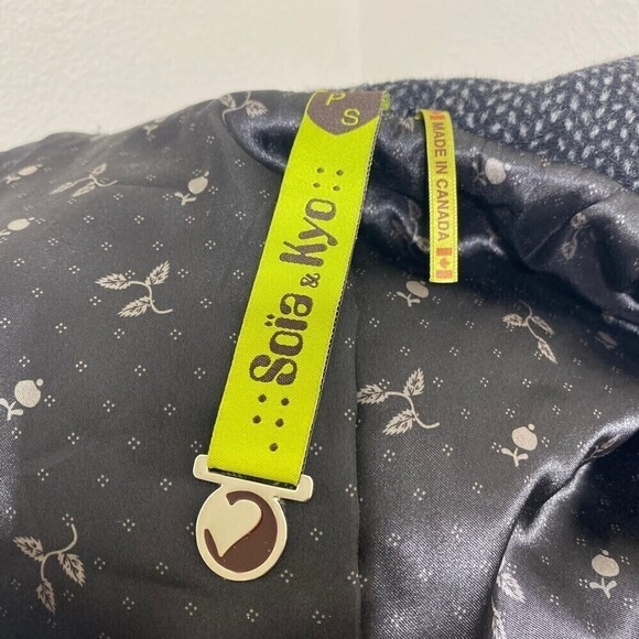 SOIA & KYO Gray Herringbone Wool Blend Trench Coat Petite Small No Belt - Picture 10 of 11